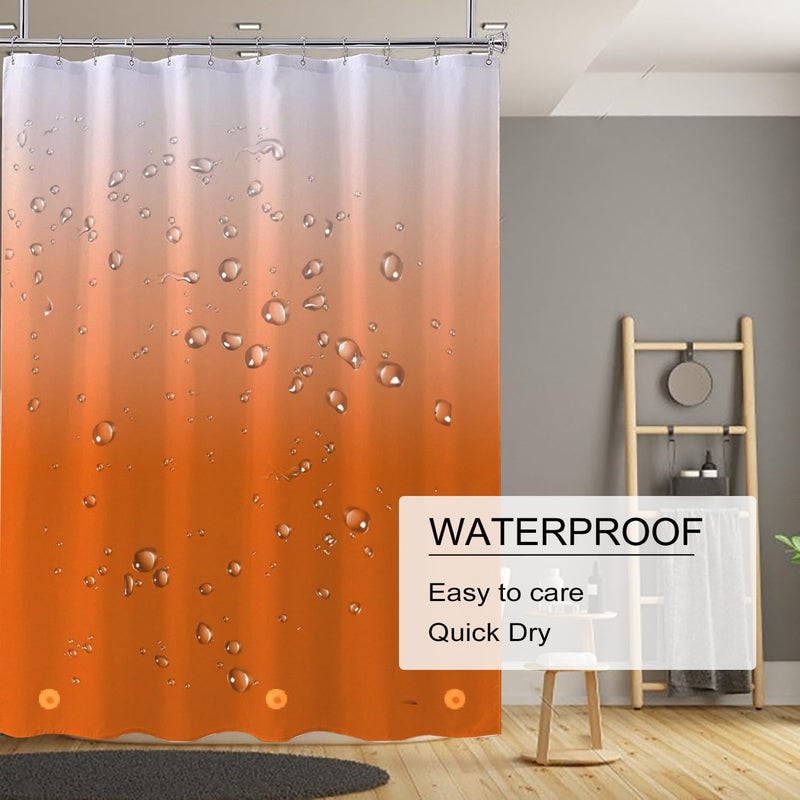 TIKABC Shower Curtain Liner, 4G PEVA Shower Liner, Plastic Waterproof Shower Curtains, with Grommet Holes and 3 Magnetic Weights(Gradient Orange) - Image 3